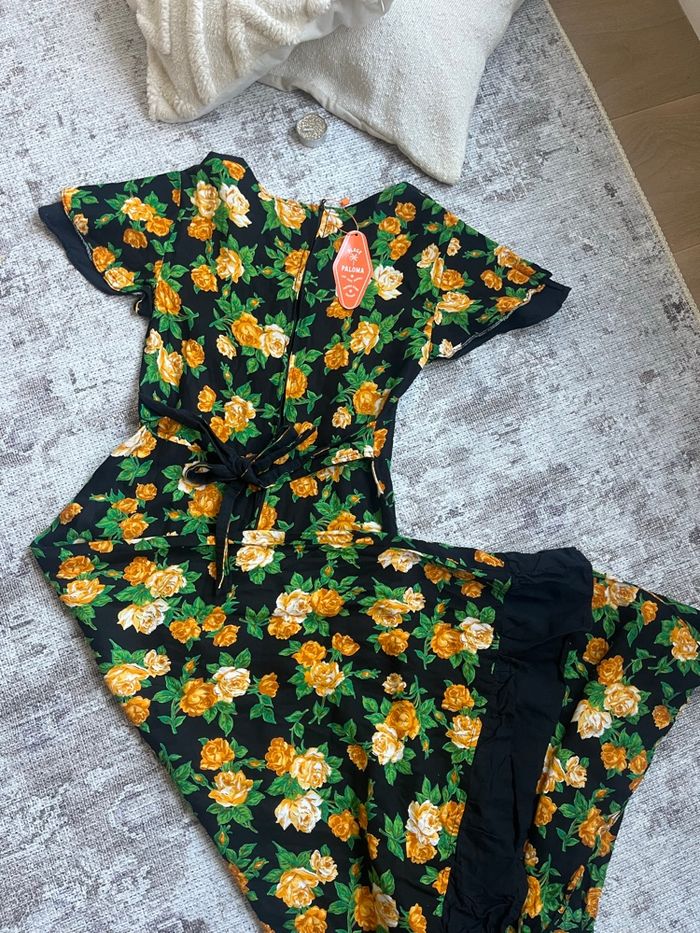 Robe longue vintage fleurie - années 70, taille M - photo numéro 3