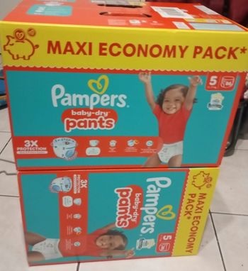 Lot de 2 carton de couches Pampers baby dry taille 5 pants