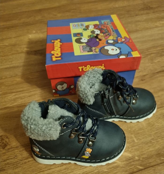 bottines garcon bleu marine fourré tchoupi taille 22 neuf - photo numéro 3