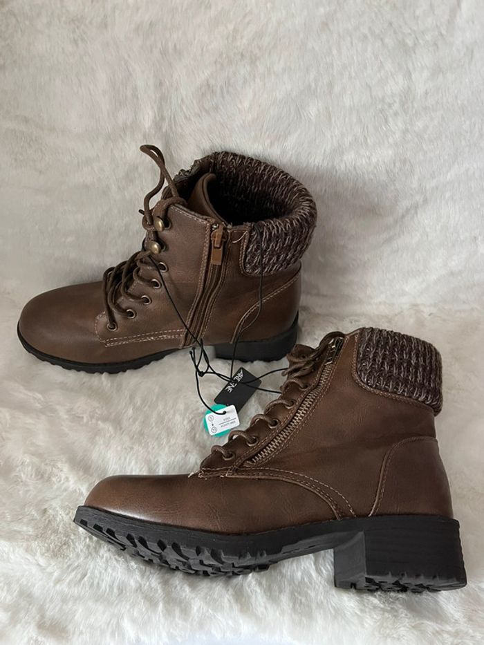 Bottines marrons 37 talons 3 cm - photo numéro 4