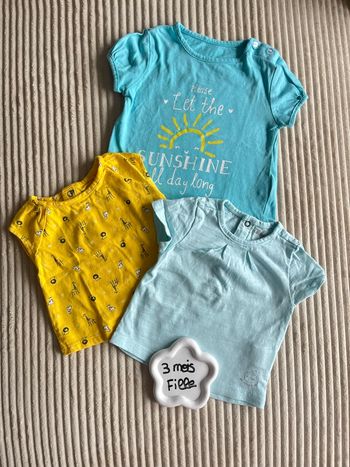 Lot de  3 T-shirts fille - 3 mois