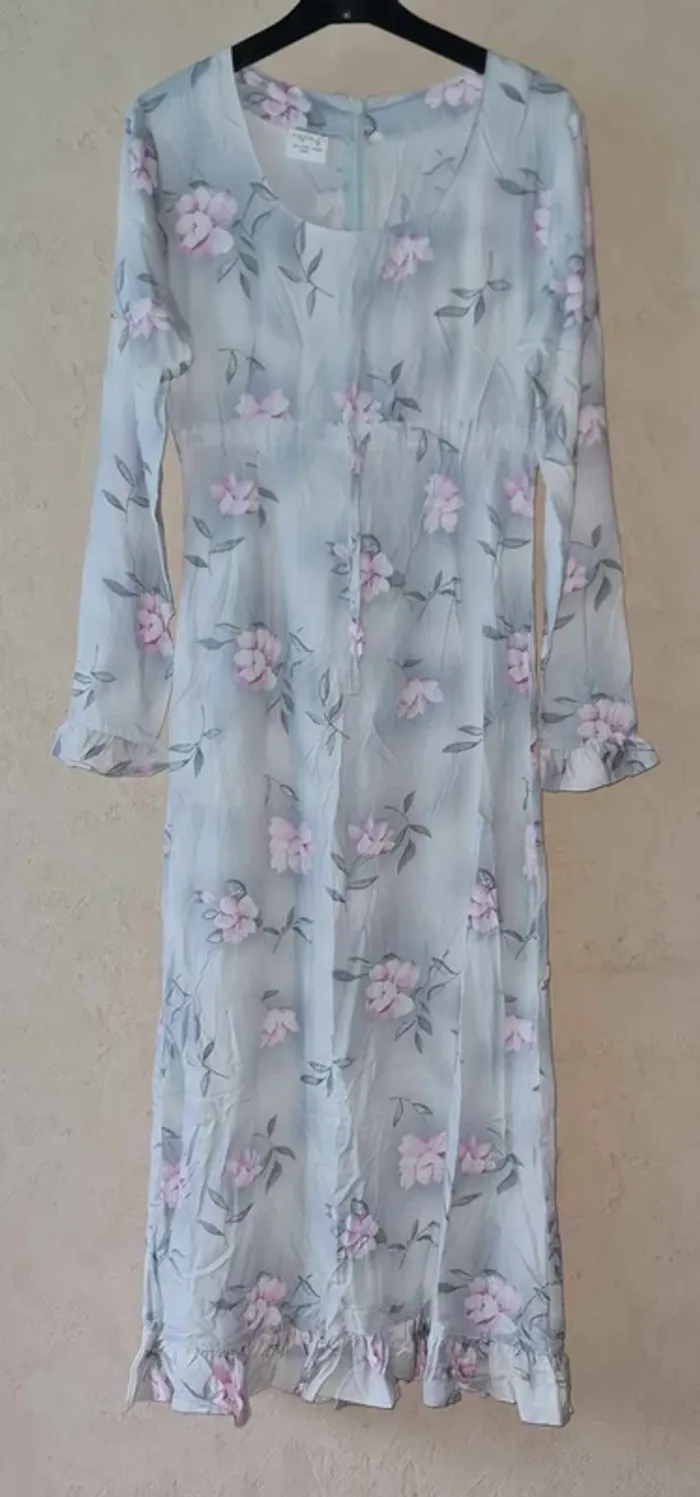 robe florale vintage 100% viscose femme taille 34 - photo numéro 8