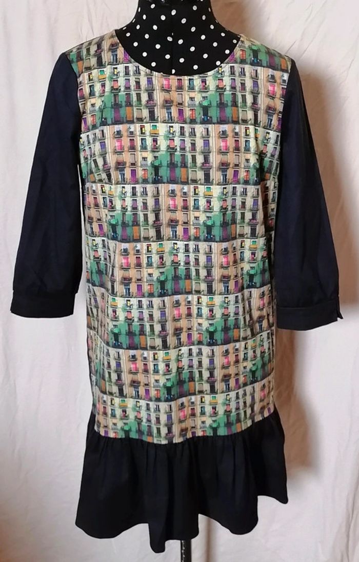 Robe Pop Art à motif multicolore bleu marine taille 36 Nafnaf - photo numéro 2