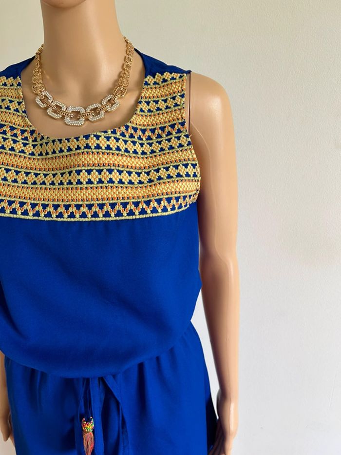 Robe bleue et jaune sans manches Morgan taille 40 TBE - photo numéro 6
