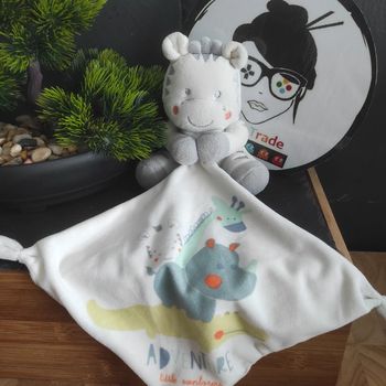 Doudou Zèbre Blanc Gris Mouchoir Simba Toys Kiabi Adventure Little Explorers