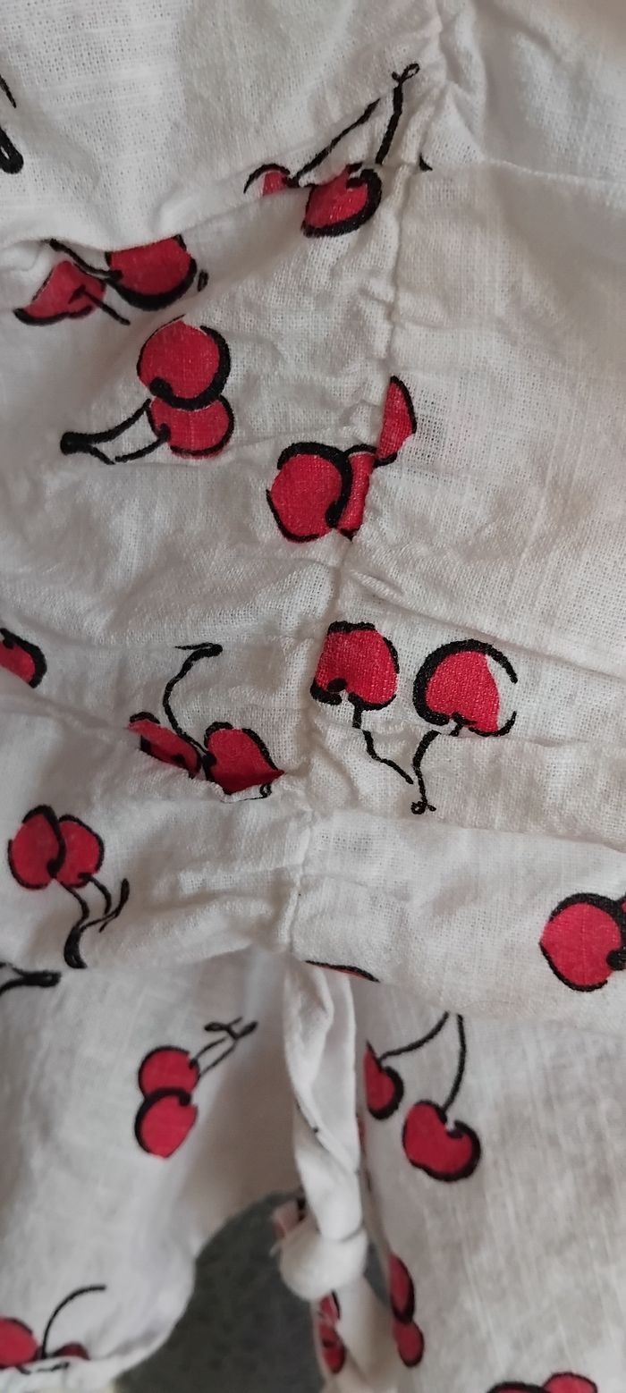Jolie Robe blanche cerise Rouge Tbe - photo numéro 7