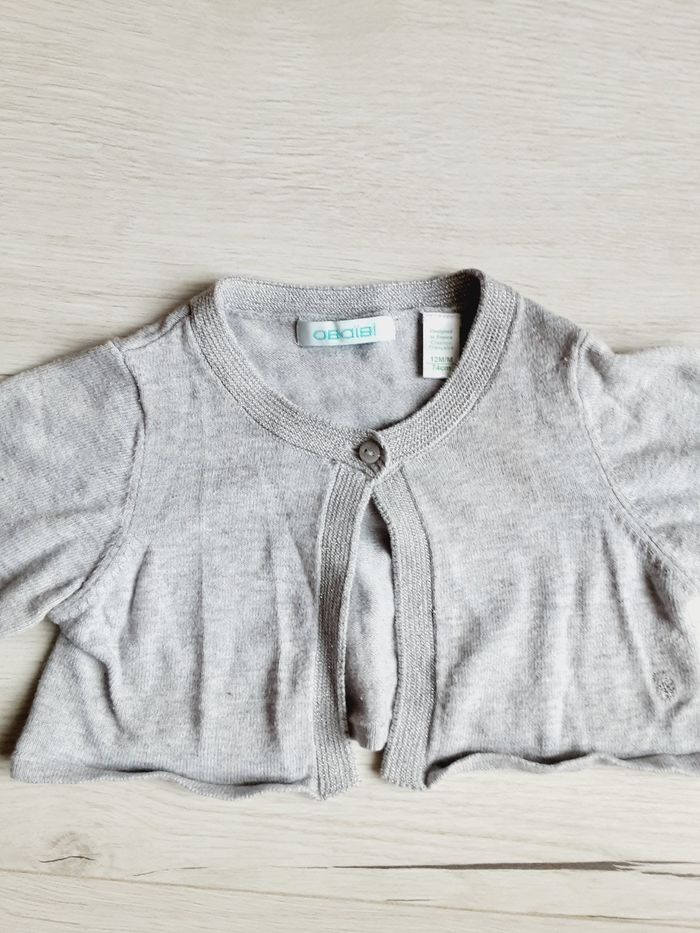 Vêtement bébé fille gilet boléro gris brillant Obaïbi 12 mois 1 an - photo numéro 2