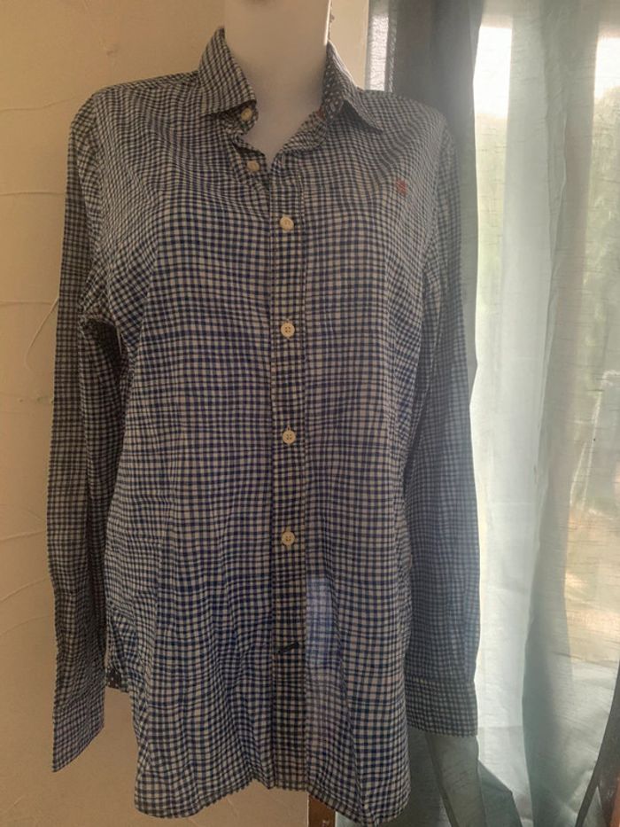 Chemise Napapijri vichy bleu et blanc taille L slim fit