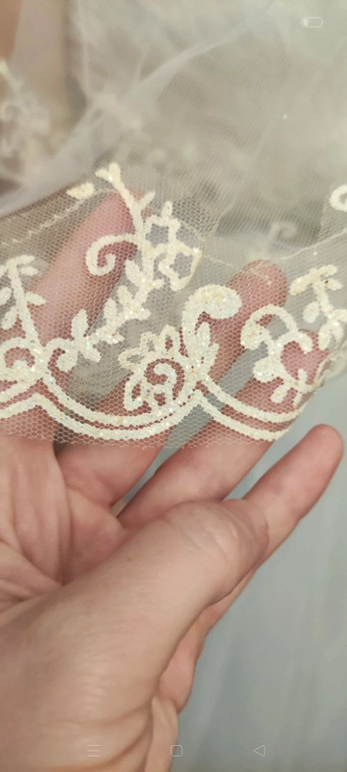 Robe de mariée bustier 36 "princesse" plumes et strass avec traîne et voile - photo numéro 15
