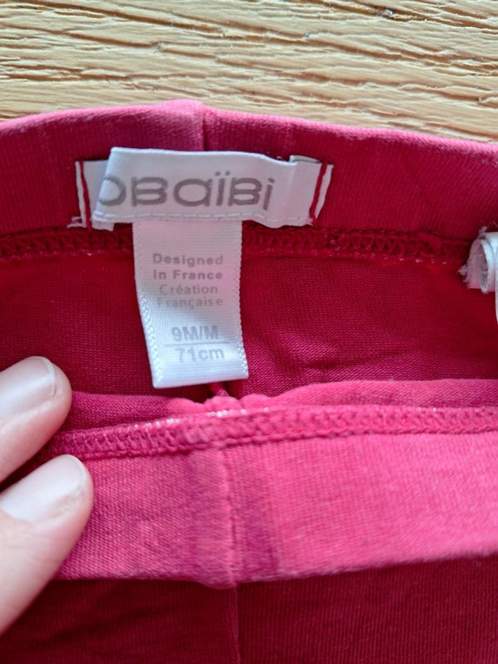 Legging pantalon Obaibi rose fuschia - bébé fille 9 mois - photo numéro 3