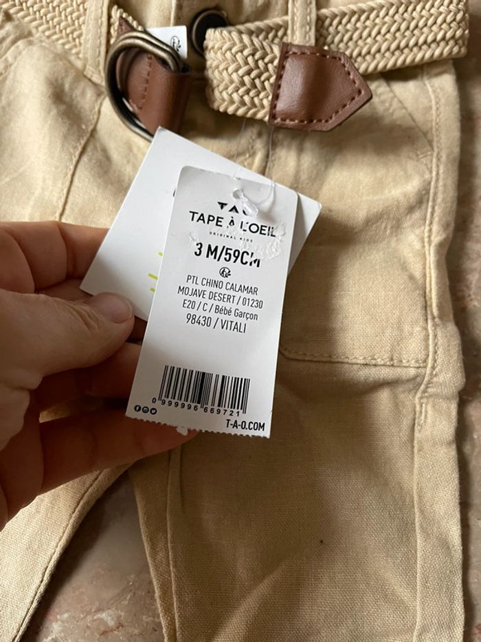 Pantalon garçon neuf lin 3 mois 59cm - photo numéro 3