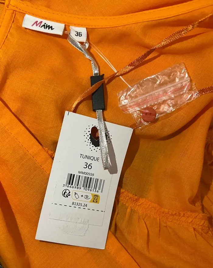 Blouse manches courtes orange dentelle Mim - photo numéro 6