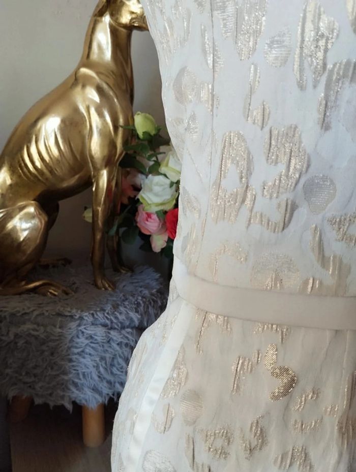 💎Robe Crème & Dorée Motifs Léopard Weise T34/36💕 - photo numéro 6