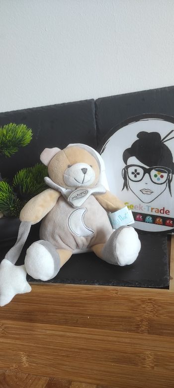 Doudou Baby nat Baby nat ours pantin gris luminescent Beige étoile 20 cms BN0139
