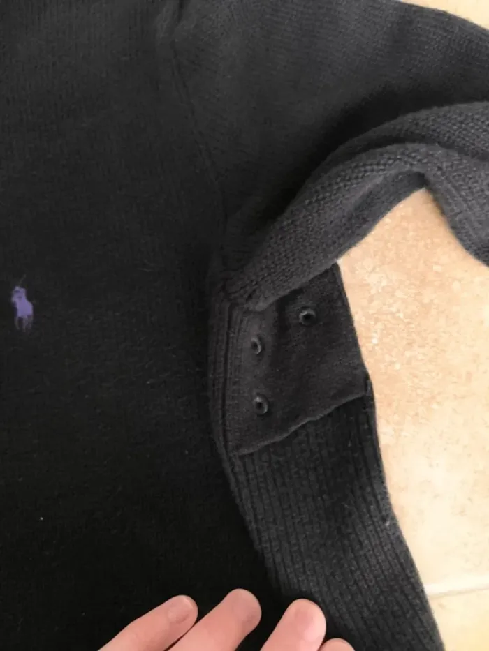 Pull full zip camionneur Polo Ralph Lauren Homme M Noir logo violet - photo numéro 5