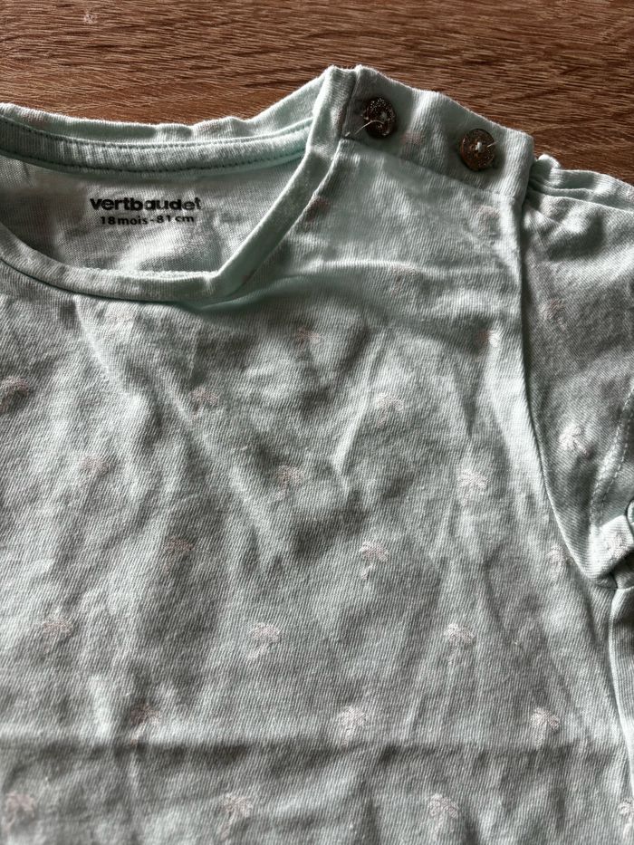 Tee shirt bleu palmiers Vertbaudet t.18m - photo numéro 2