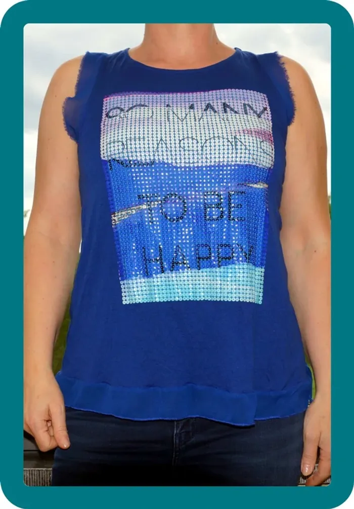Top  bleu Sans manches Pull &Bear Taille M - photo numéro 3