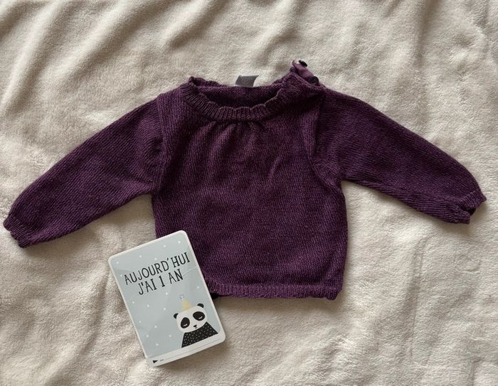 Pull petit bateau violet 12 mois