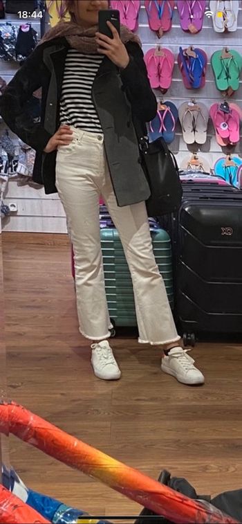 Pantalon blanc femme évasé en bas 36