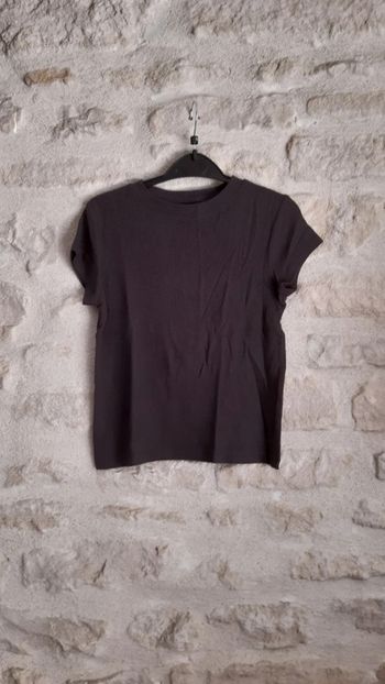 Tee-shirt mixte côtelé anthracite manches courtes 10 ans