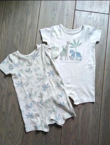 Adorable lot 2 barboteuses jungle 6/9 mois