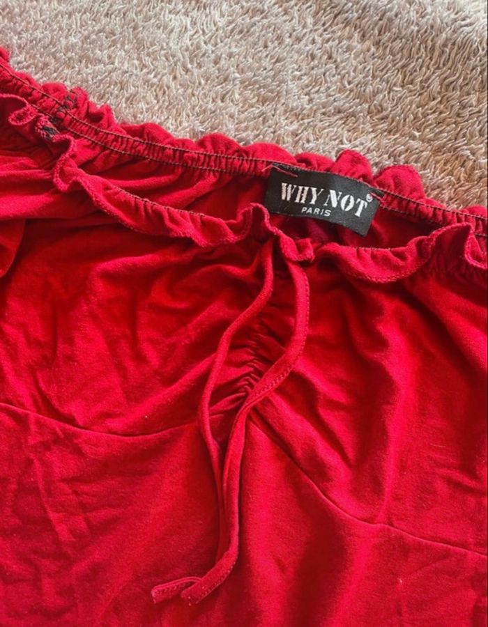 top rouge épaules dénudées Why Not Paris - taille M - élégant et tendance - photo numéro 2