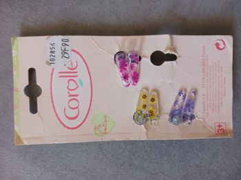 6  barrettes pince colorés Corolle Neuve
