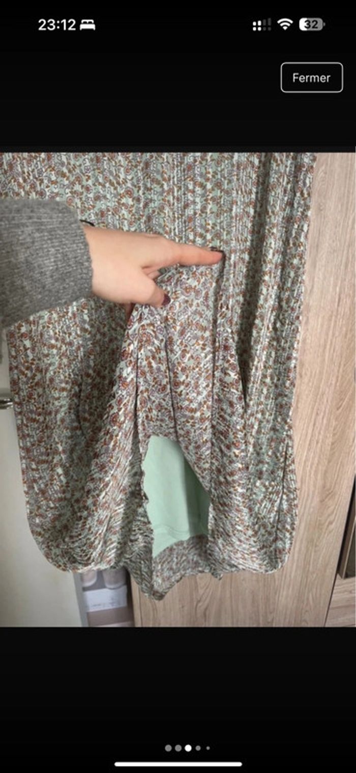Robe longue fleurie verte claire - photo numéro 3