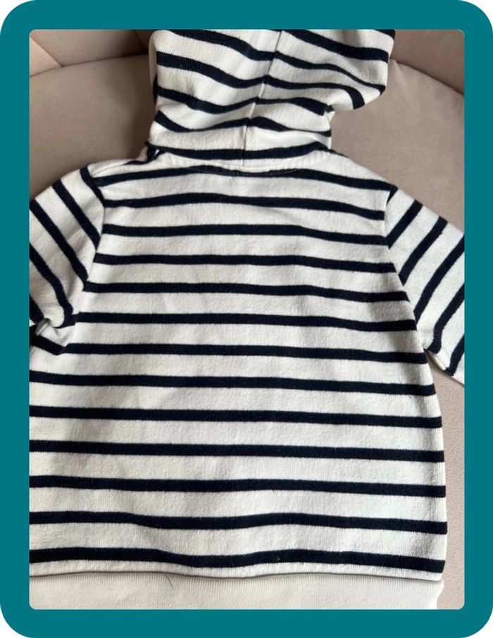 Sweat zippé à capuche marinière 12 mois - Petit Bateau - photo numéro 8