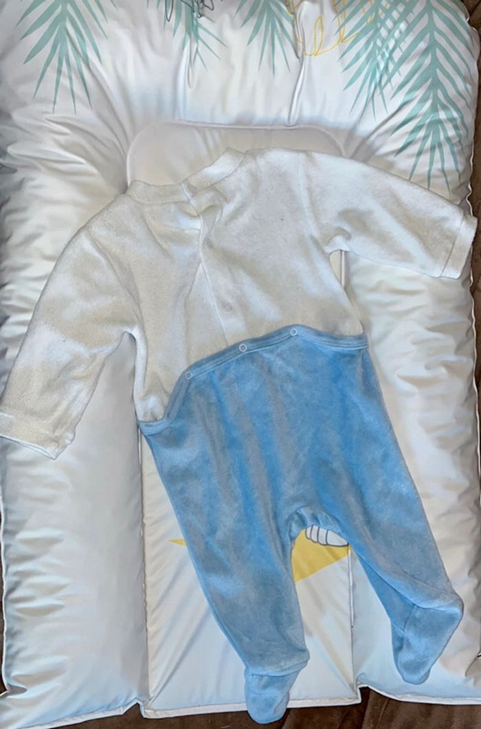 Pyjama velours blanc et bleu 3 mois gemo - photo numéro 2