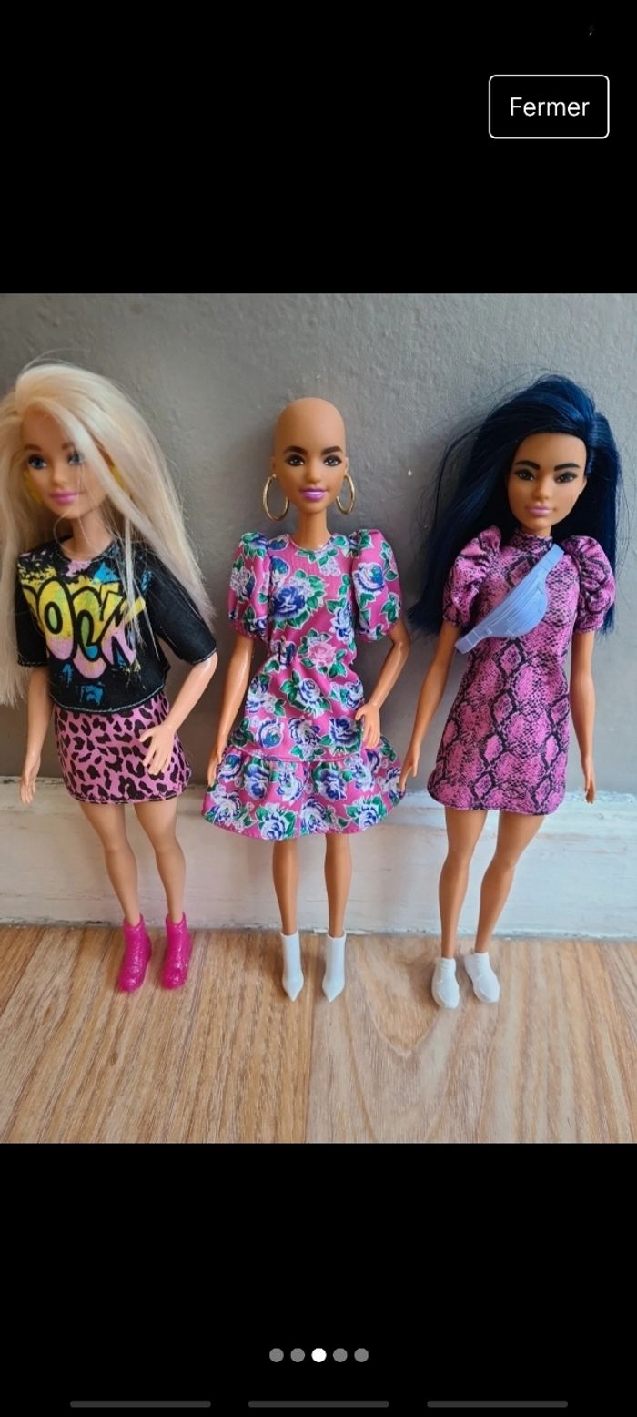 Lot de 3 barbies fashionistas - photo numéro 3