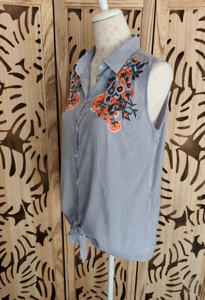 Chemise à rayures brodée T 42 Promod - photo numéro 6