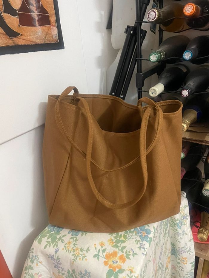 Sac à bandoulière marron décontracté en toile très résistant et de grande capacité - photo numéro 3