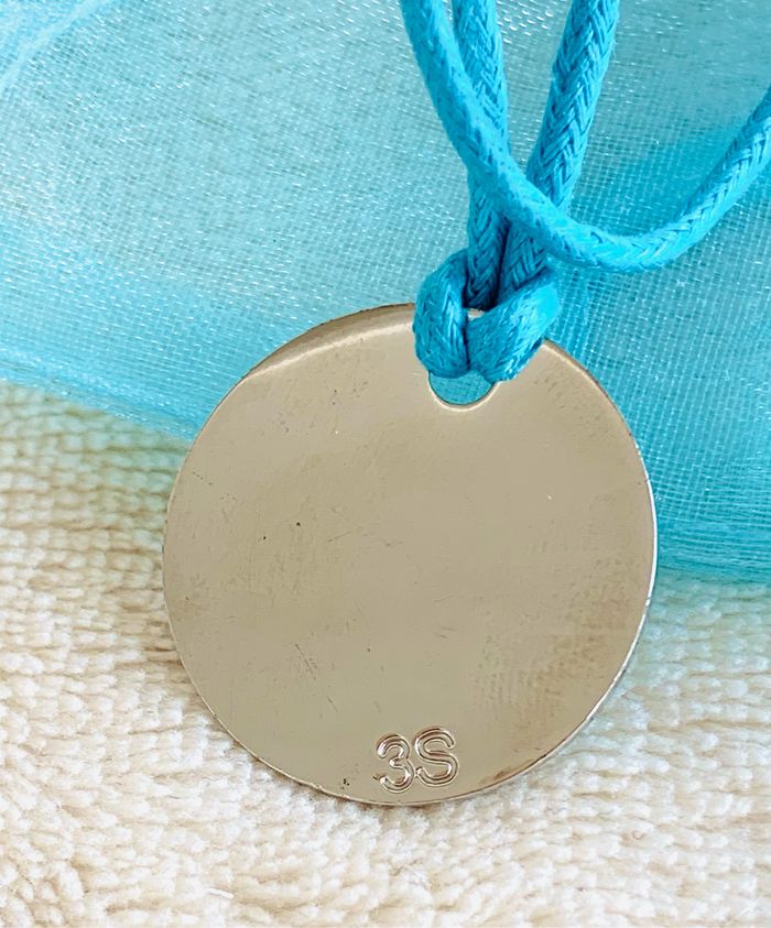 Collier avec cordon turquoise, pendentif rond - photo numéro 3