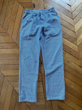 Pantalon de cuisine Vintage Large Straight blanc et bleu
