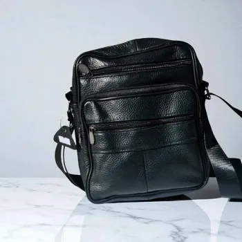 Sacoche cuir noir véritable noire neuve