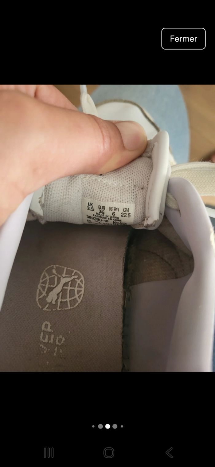 Basket Puma beige blanche rose et violet taille 36 - photo numéro 5