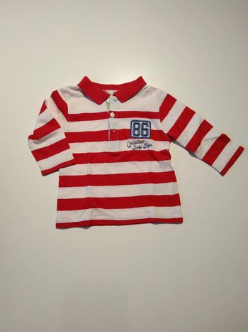 polo rayé rouge et blanc dpam garcon 6 mois