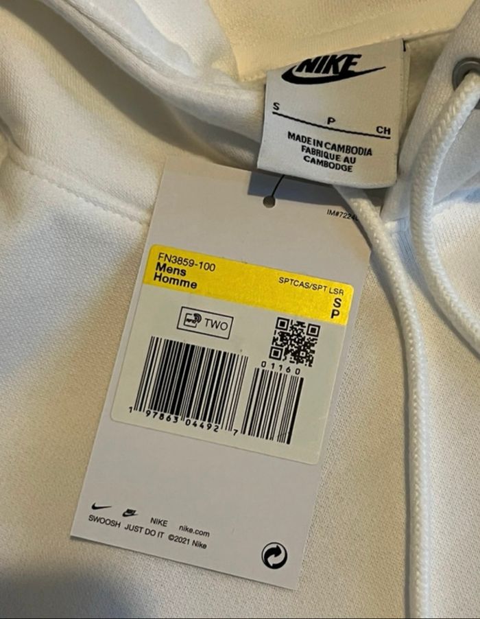 Sweat à capuche blanc Nike S - photo numéro 4