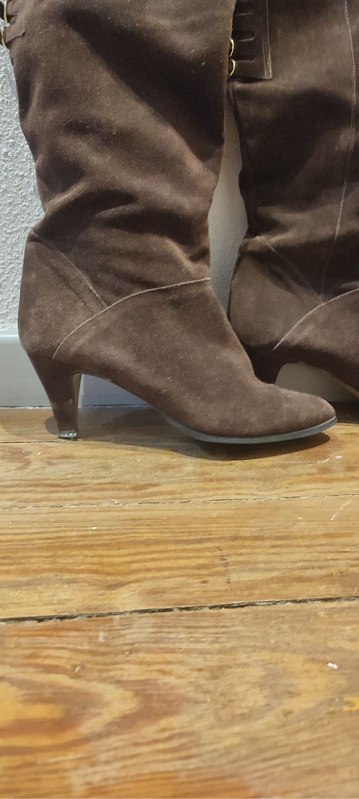 Bottes à talons aiguilles marron avec fourrure - Taille 41 - photo numéro 8