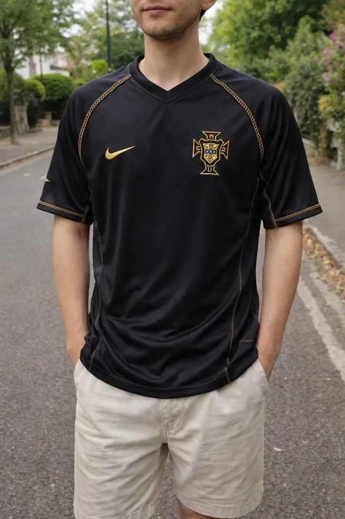Maillot footbal Portugal Noir & Or – Style Premium - photo numéro 1