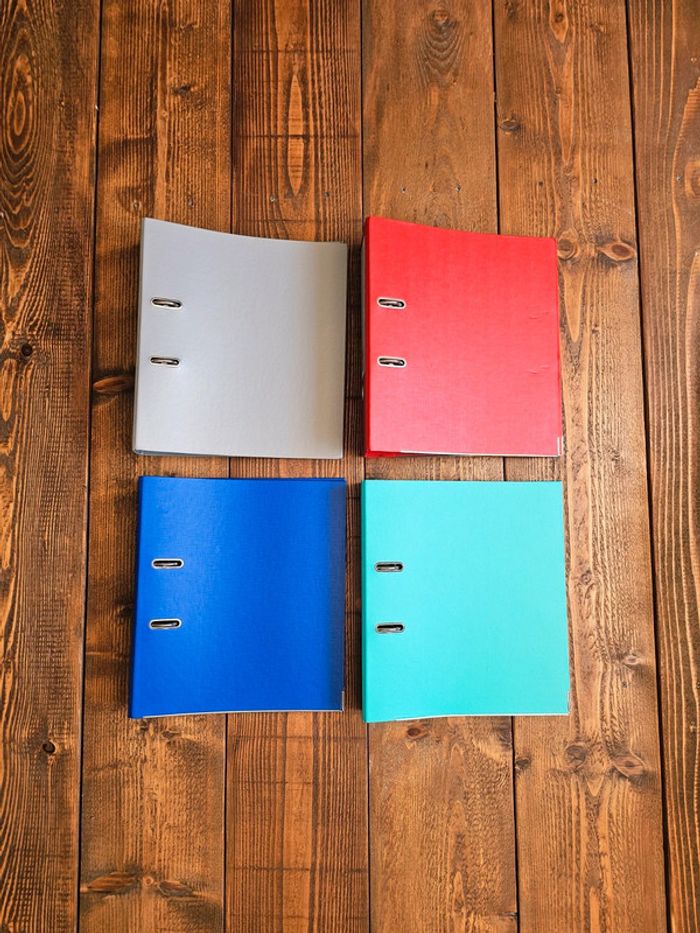 Lot de 4 classeurs rigides 2 anneaux A4 grand et petit