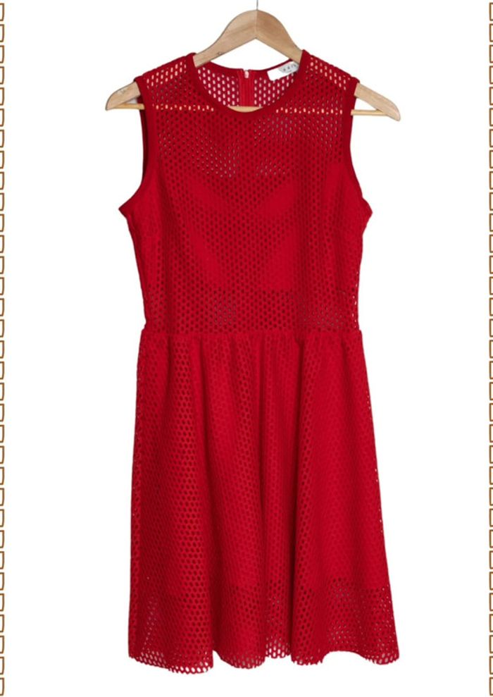 Robe rouge résille Sandro Paris Taille 38 - photo numéro 2