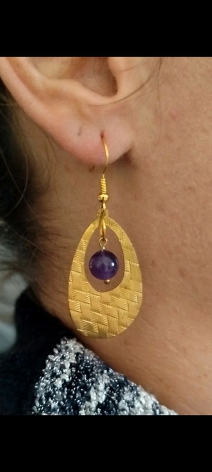 Boucles d'oreilles en Améthyste AA - photo numéro 2