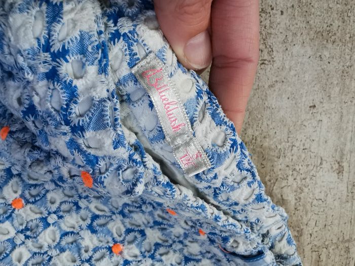 🌺Très joli short Billieblush dentelle fille 12mois bleu blanc corail - photo numéro 10