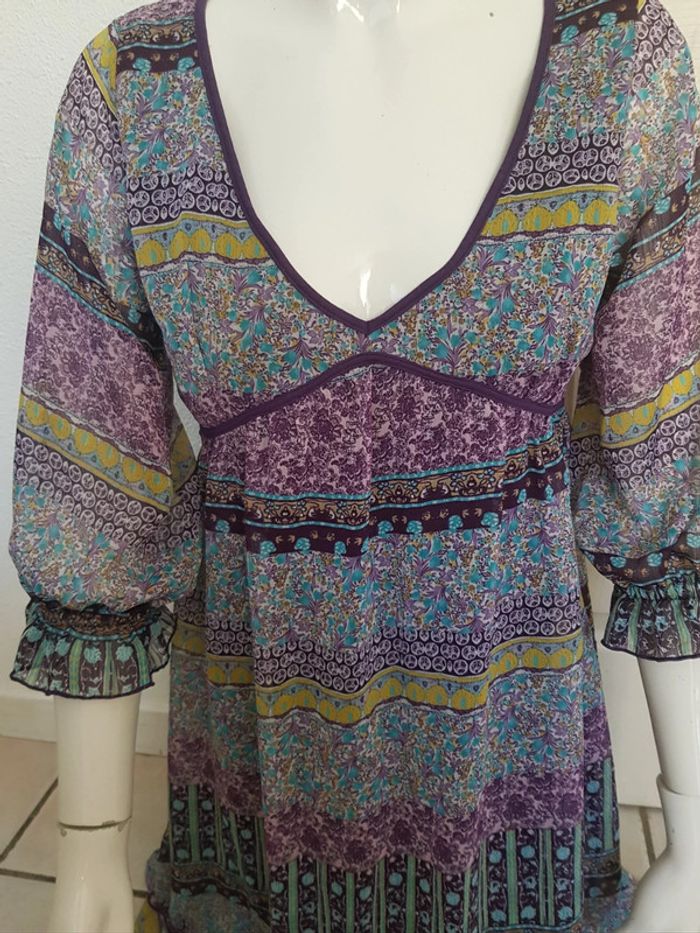 Robe bohème fleurie en voile doublée - photo numéro 2