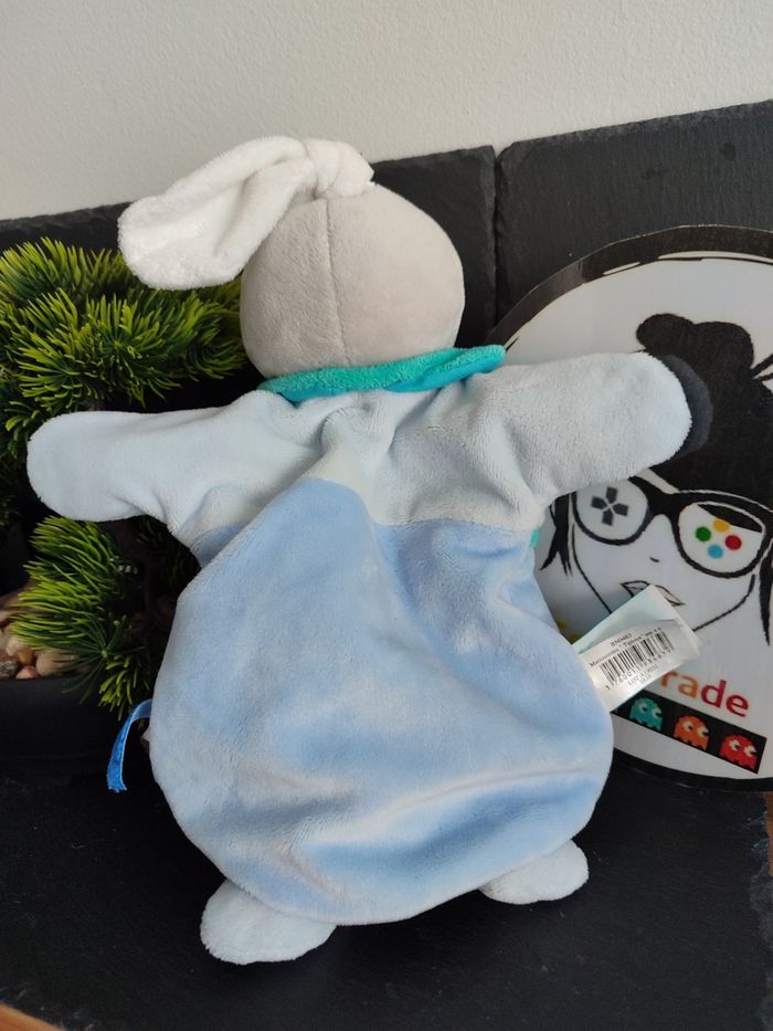 doudou marionnette lapin baby nat' tipioux bn0463 bleu gris indien Turquoise - photo numéro 2