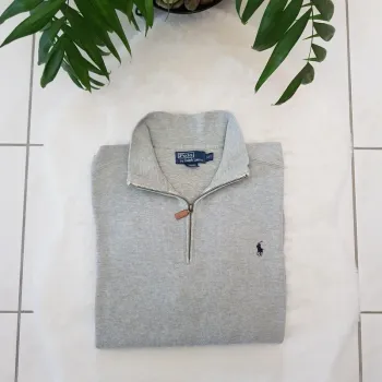 Pull Camionneur half demi zip Ralph Lauren XXL Gris