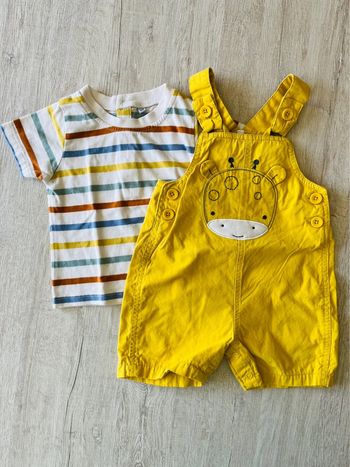 Salopette et tee shirt bébé garçon pommette