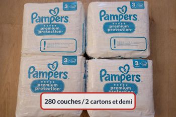 280 couches NEUVES pampers premium protection taille 3